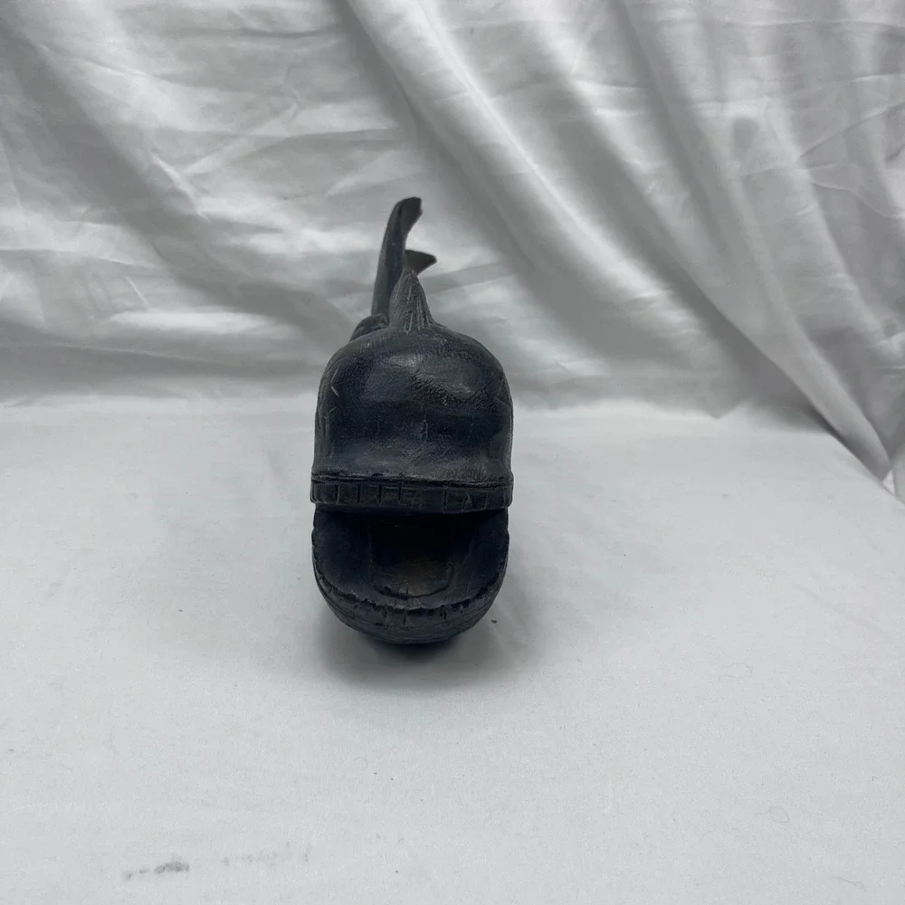 Unbranded Vintage Folk Art Nautical Decor Dark Wood Hand Carved Fish Figurine